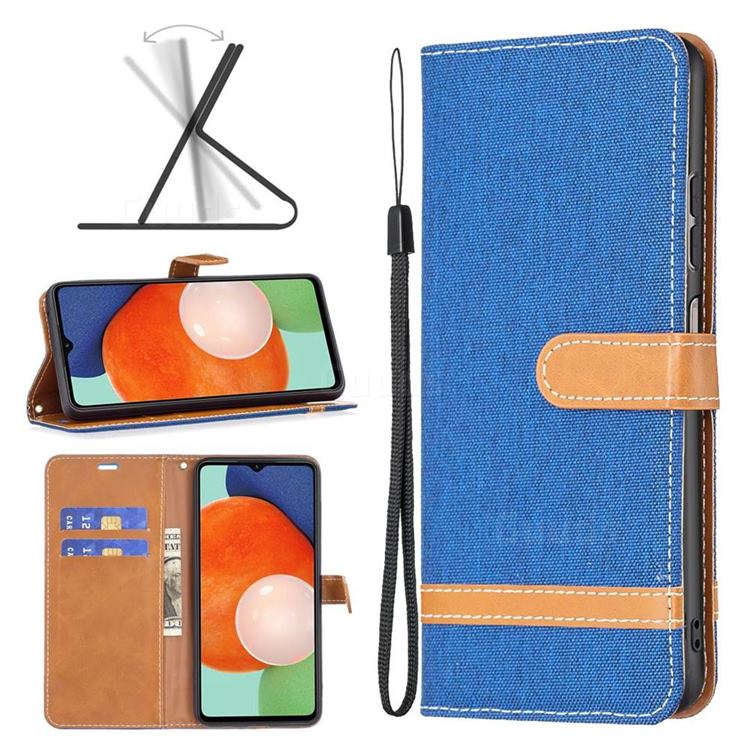 Jeans Cowboy Denim Leather Wallet Case for Samsung Galaxy A13 4G - Sapphire