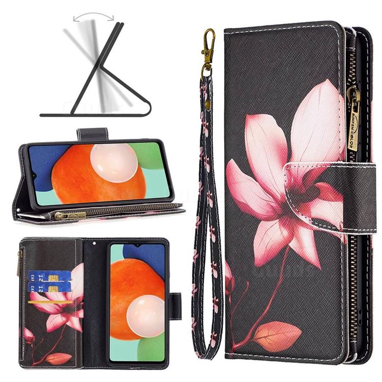 Lotus Flower Binfen Color BF03 Retro Zipper Leather Wallet Phone Case for Samsung Galaxy A13 4G