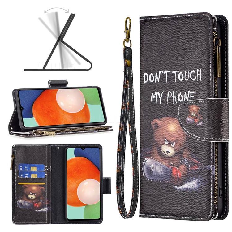 Chainsaw Bear Binfen Color BF03 Retro Zipper Leather Wallet Phone Case for Samsung Galaxy A13 4G