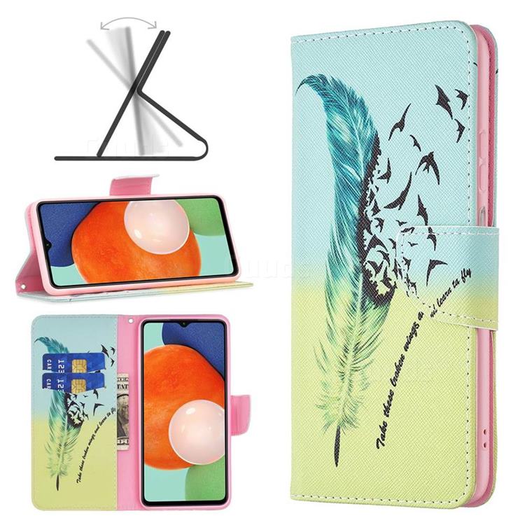 Feather Bird Leather Wallet Case for Samsung Galaxy A13 4G