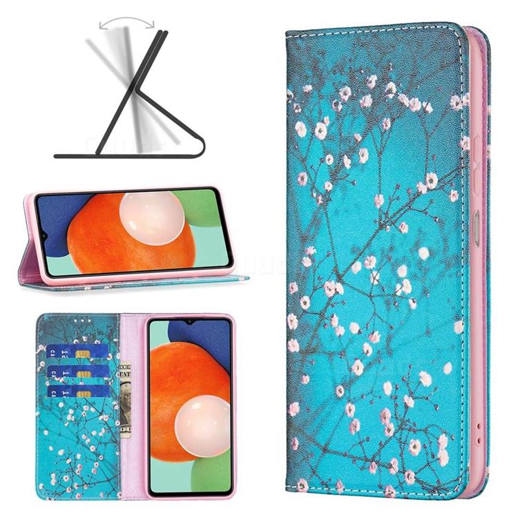 Plum Blossom Slim Magnetic Attraction Wallet Flip Cover for Samsung Galaxy A13 4G