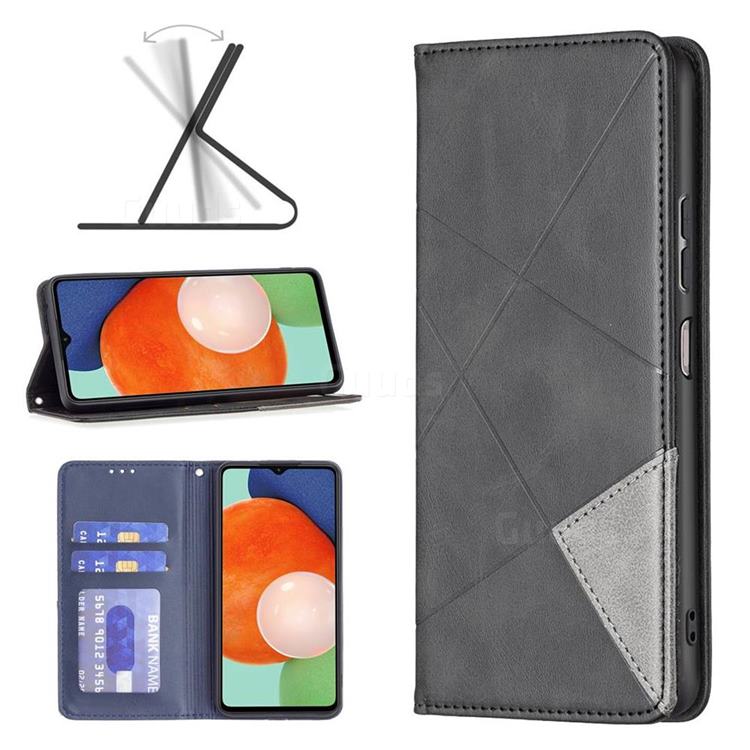 Prismatic Slim Magnetic Sucking Stitching Wallet Flip Cover for Samsung Galaxy A13 4G - Black