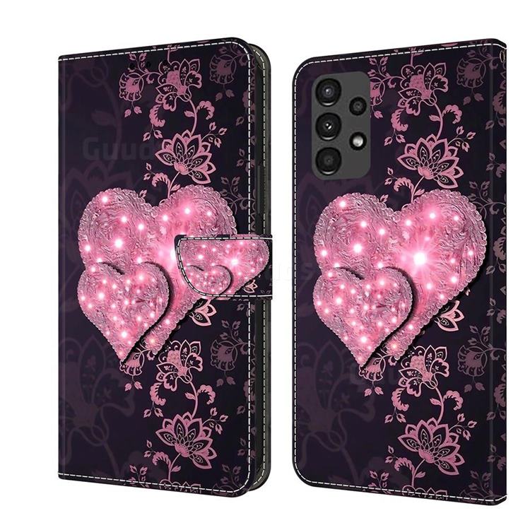 Lace Heart Crystal PU Leather Protective Wallet Case Cover for Samsung Galaxy A13 4G