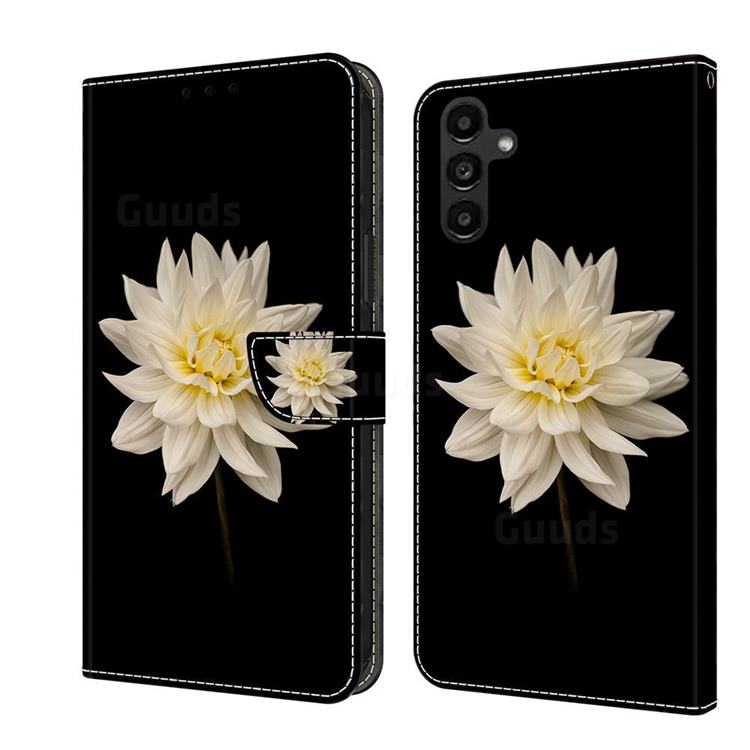 White Flower Crystal PU Leather Protective Wallet Case Cover for Samsung Galaxy A14 5G