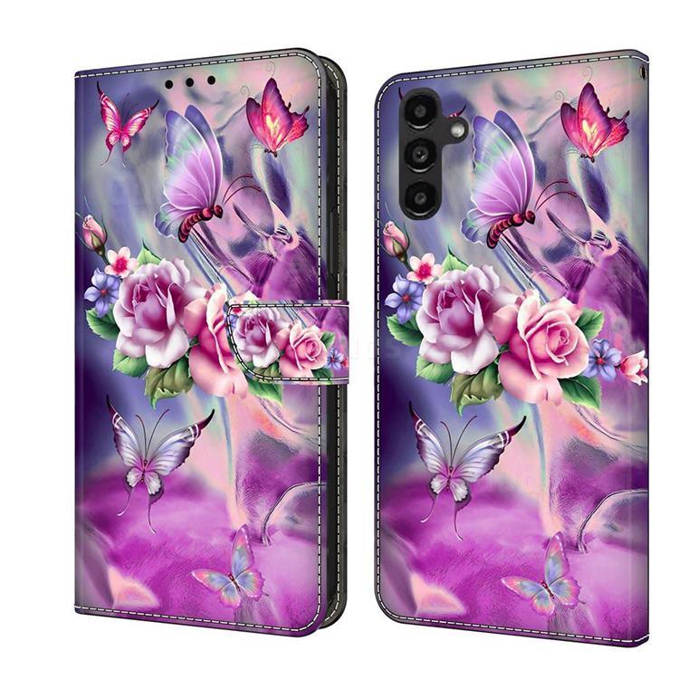 Flower Butterflies Crystal PU Leather Protective Wallet Case Cover for Samsung Galaxy A14 5G