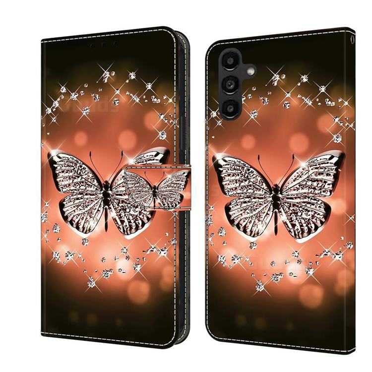 Crystal Butterfly Crystal PU Leather Protective Wallet Case Cover for Samsung Galaxy A14 5G