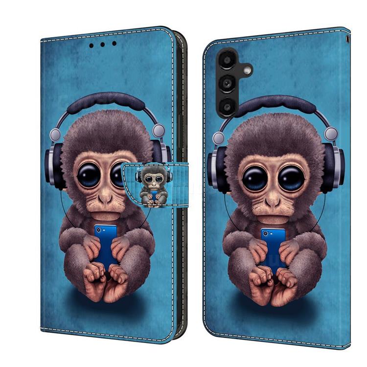 Cute Orangutan Crystal PU Leather Protective Wallet Case Cover for Samsung Galaxy A14 5G