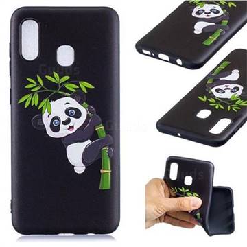 Bamboo Panda 3D Embossed Relief Black Soft Back Cover for Samsung Galaxy A20