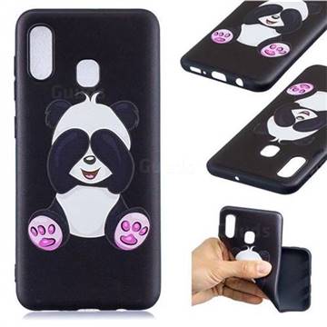 Lovely Panda 3D Embossed Relief Black Soft Back Cover for Samsung Galaxy A20