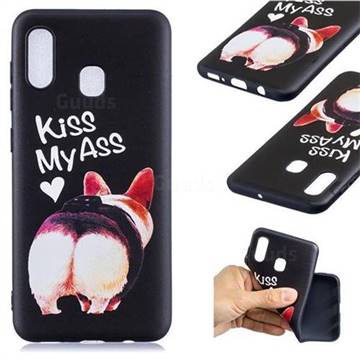 Lovely Pig Ass 3D Embossed Relief Black Soft Back Cover for Samsung Galaxy A20