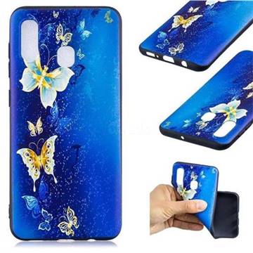 Golden Butterflies 3D Embossed Relief Black Soft Back Cover for Samsung Galaxy A20