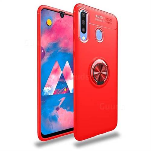 Auto Focus Invisible Ring Holder Soft Phone Case for Samsung Galaxy A20 - Red