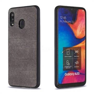 Canvas Cloth Coated Soft Phone Cover for Samsung Galaxy A20 - Dark Gray