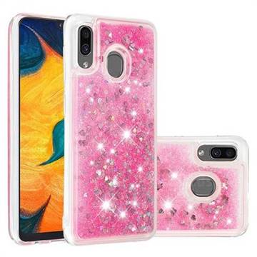 Dynamic Liquid Glitter Quicksand Sequins TPU Phone Case for Samsung Galaxy A20 - Rose