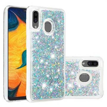 Dynamic Liquid Glitter Quicksand Sequins TPU Phone Case for Samsung Galaxy A20 - Silver