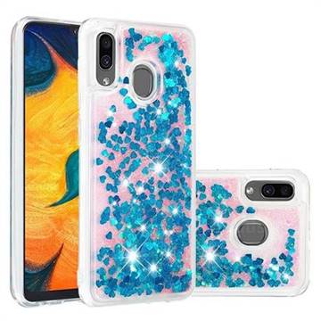 Dynamic Liquid Glitter Quicksand Sequins TPU Phone Case for Samsung Galaxy A20 - Blue