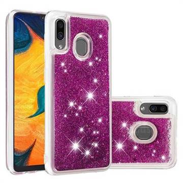 Dynamic Liquid Glitter Quicksand Sequins TPU Phone Case for Samsung Galaxy A20 - Purple