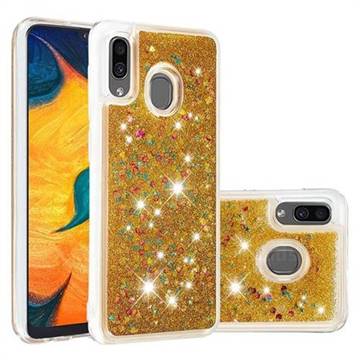 Dynamic Liquid Glitter Quicksand Sequins TPU Phone Case for Samsung Galaxy A20 - Golden