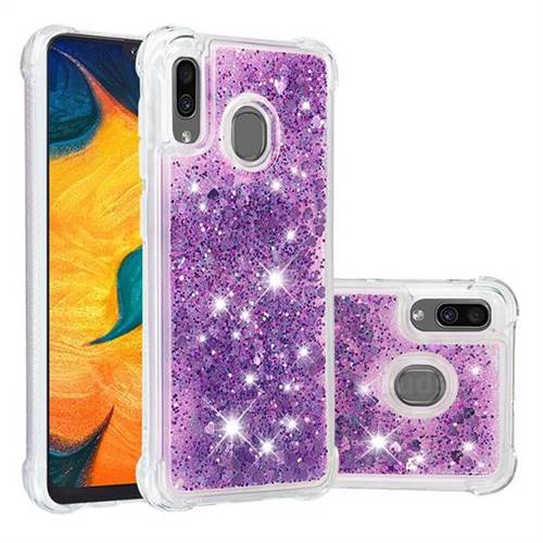 Dynamic Liquid Glitter Sand Quicksand Star TPU Case for Samsung Galaxy A20 - Purple