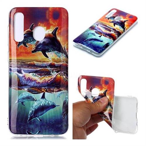 Flying Dolphin Soft TPU Cell Phone Back Cover for Samsung Galaxy A20
