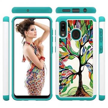 Multicolored Tree Shock Absorbing Hybrid Defender Rugged Phone Case Cover for Samsung Galaxy A20