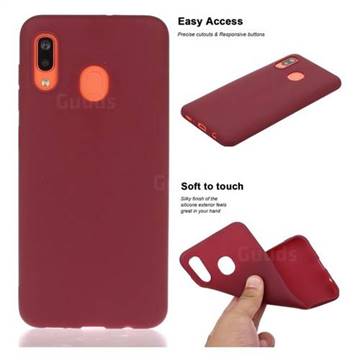 Soft Matte Silicone Phone Cover for Samsung Galaxy A20 - Wine Red