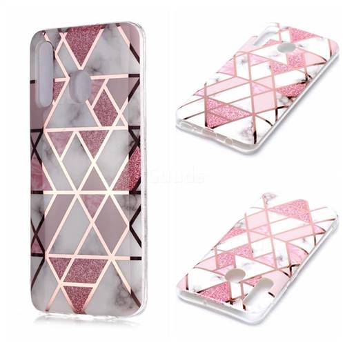 Pink Rhombus Galvanized Rose Gold Marble Phone Back Cover for Samsung Galaxy A20