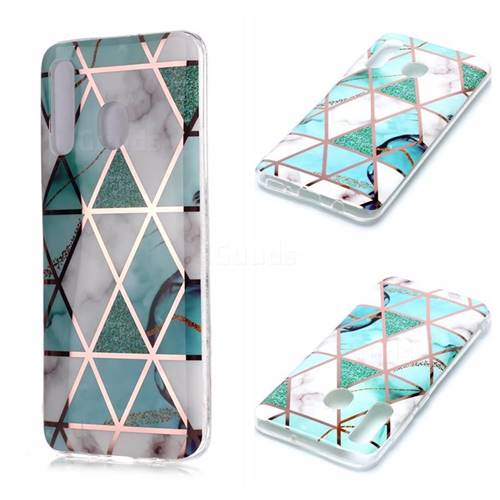 Green White Galvanized Rose Gold Marble Phone Back Cover for Samsung Galaxy A20