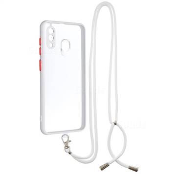 Necklace Cross-body Lanyard Strap Cord Phone Case Cover for Samsung Galaxy A20 - White