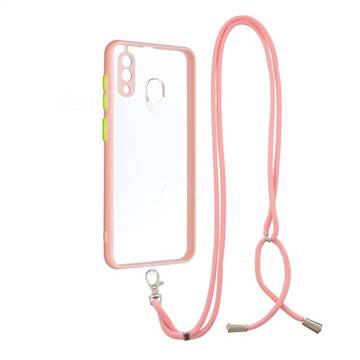 Necklace Cross-body Lanyard Strap Cord Phone Case Cover for Samsung Galaxy A20 - Pink