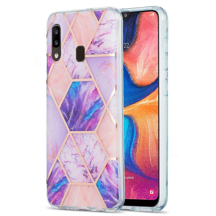 Purple Dream Marble Pattern Galvanized Electroplating Protective Case Cover for Samsung Galaxy A20