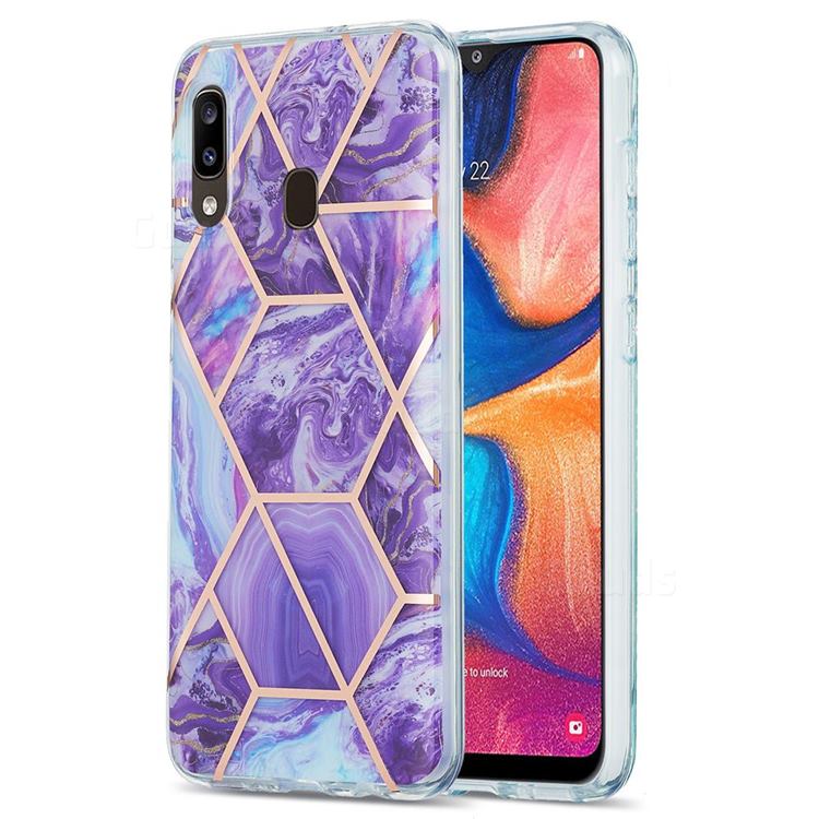 Purple Gagic Marble Pattern Galvanized Electroplating Protective Case Cover for Samsung Galaxy A20