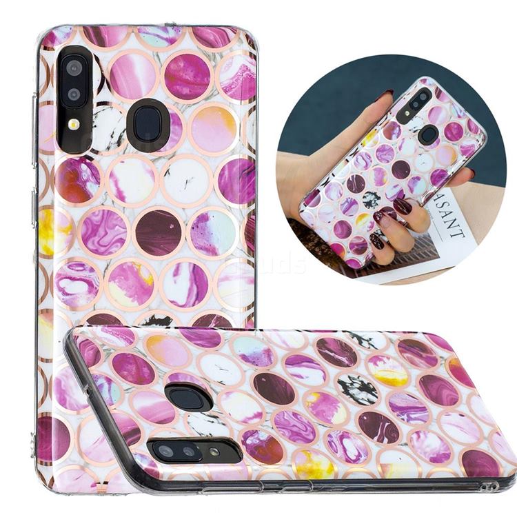 Round Puzzle Painted Marble Electroplating Protective Case for Samsung Galaxy A20