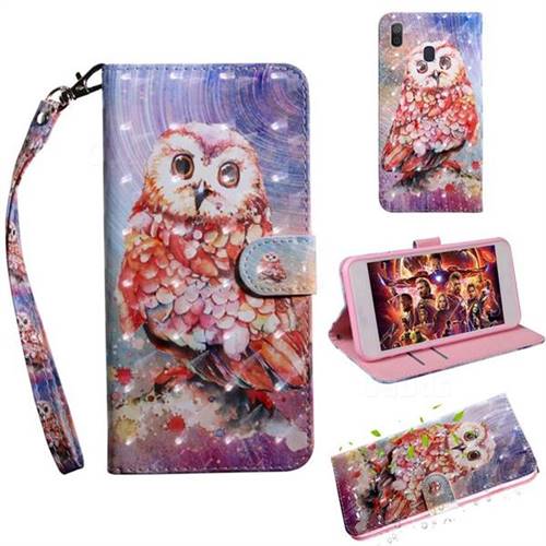 Colored Owl 3D Painted Leather Wallet Case for Samsung Galaxy A20