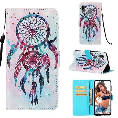 ColorDrops Wind Chimes 3D Painted Leather Wallet Case for Samsung Galaxy A20