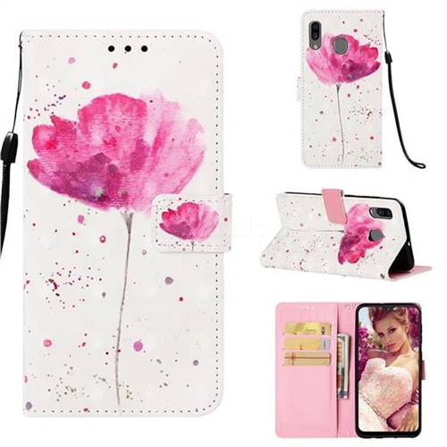Watercolor 3D Painted Leather Wallet Case for Samsung Galaxy A20