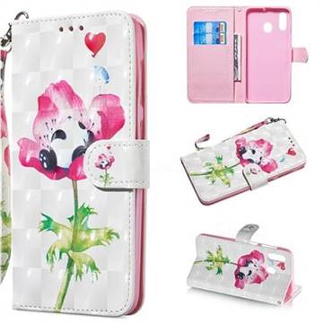 Flower Panda 3D Painted Leather Wallet Phone Case for Samsung Galaxy A20