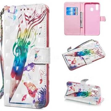 Music Pen 3D Painted Leather Wallet Phone Case for Samsung Galaxy A20