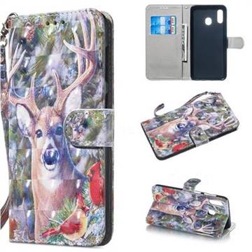 Elk Deer 3D Painted Leather Wallet Phone Case for Samsung Galaxy A20