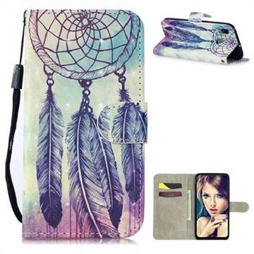 Feather Wind Chimes 3D Painted Leather Wallet Phone Case for Samsung Galaxy A20