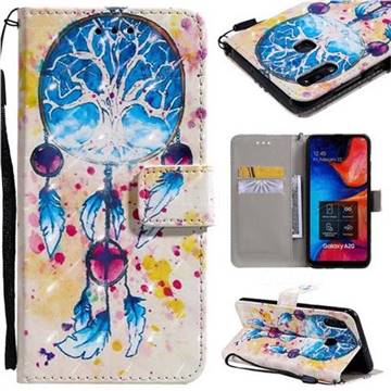 Blue Dream Catcher 3D Painted Leather Wallet Case for Samsung Galaxy A20
