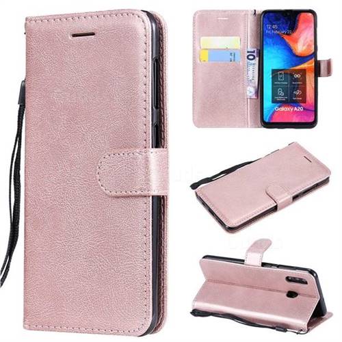 Retro Greek Classic Smooth PU Leather Wallet Phone Case for Samsung Galaxy A20 - Rose Gold