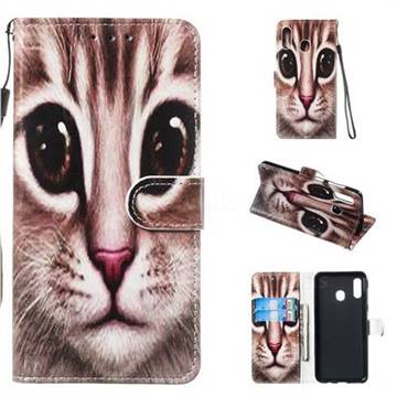 Coffe Cat Smooth Leather Phone Wallet Case for Samsung Galaxy A20