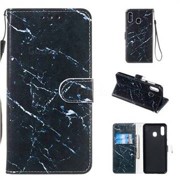 Black Marble Smooth Leather Phone Wallet Case for Samsung Galaxy A20