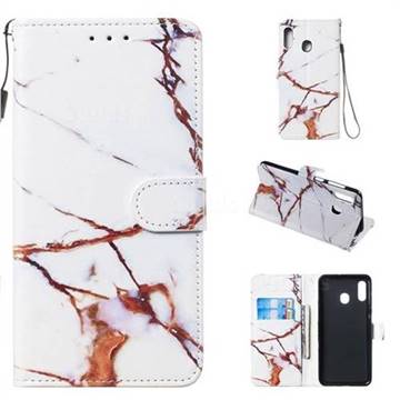 Platinum Marble Smooth Leather Phone Wallet Case for Samsung Galaxy A20