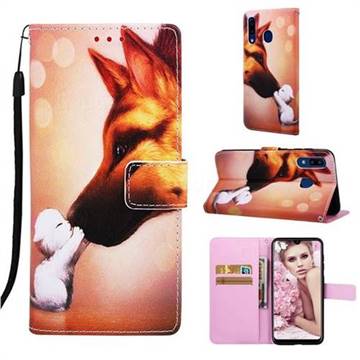Hound Kiss Matte Leather Wallet Phone Case for Samsung Galaxy A20