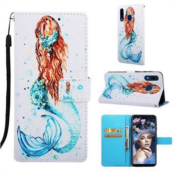 Mermaid Matte Leather Wallet Phone Case for Samsung Galaxy A20