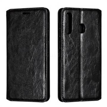 Retro Slim Magnetic Crazy Horse PU Leather Wallet Case for Samsung Galaxy A20 - Black