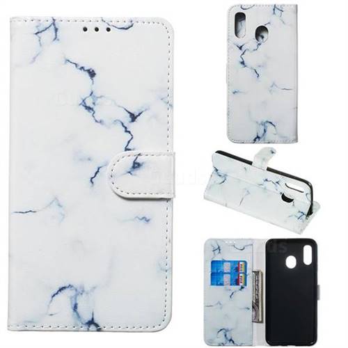 Soft White Marble PU Leather Wallet Case for Samsung Galaxy A20