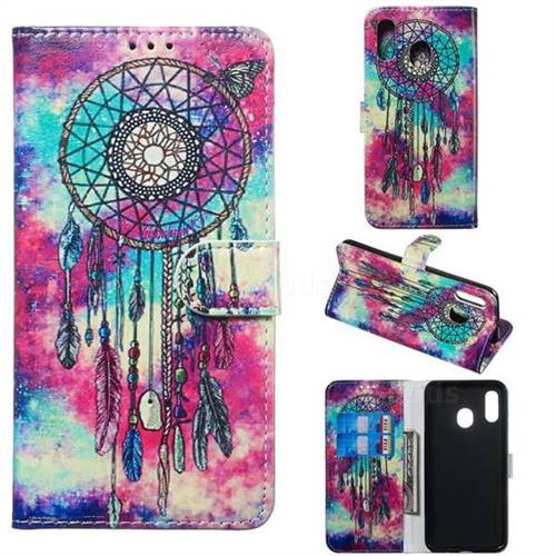 Butterfly Chimes PU Leather Wallet Case for Samsung Galaxy A20